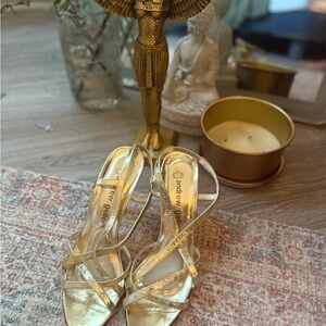 Vintage Andrew Geller Metallic Gold Strappy Heels | Size 6